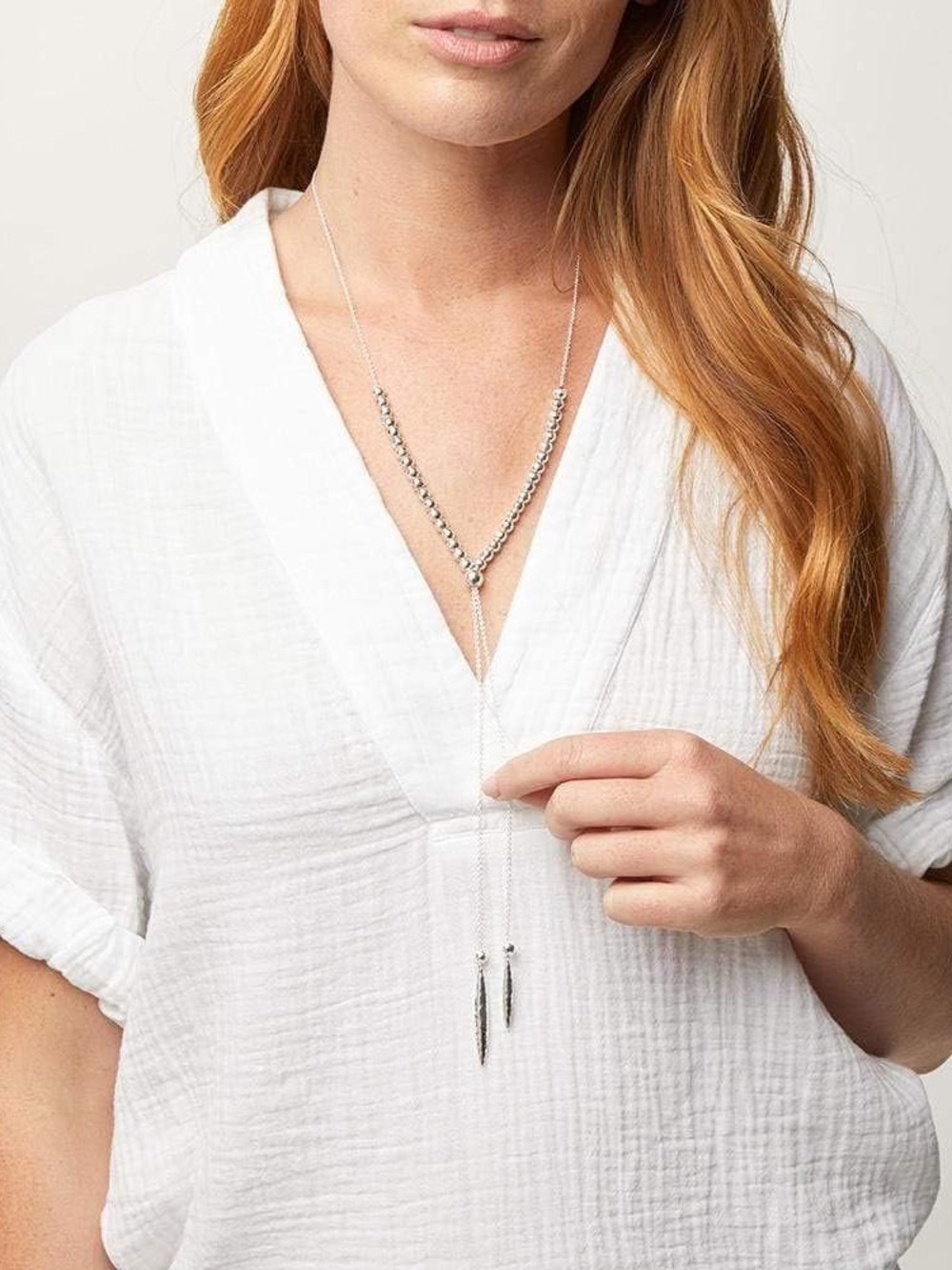 Gorjana Silver Laguna Adjustable Lariat Necklace Y- drop